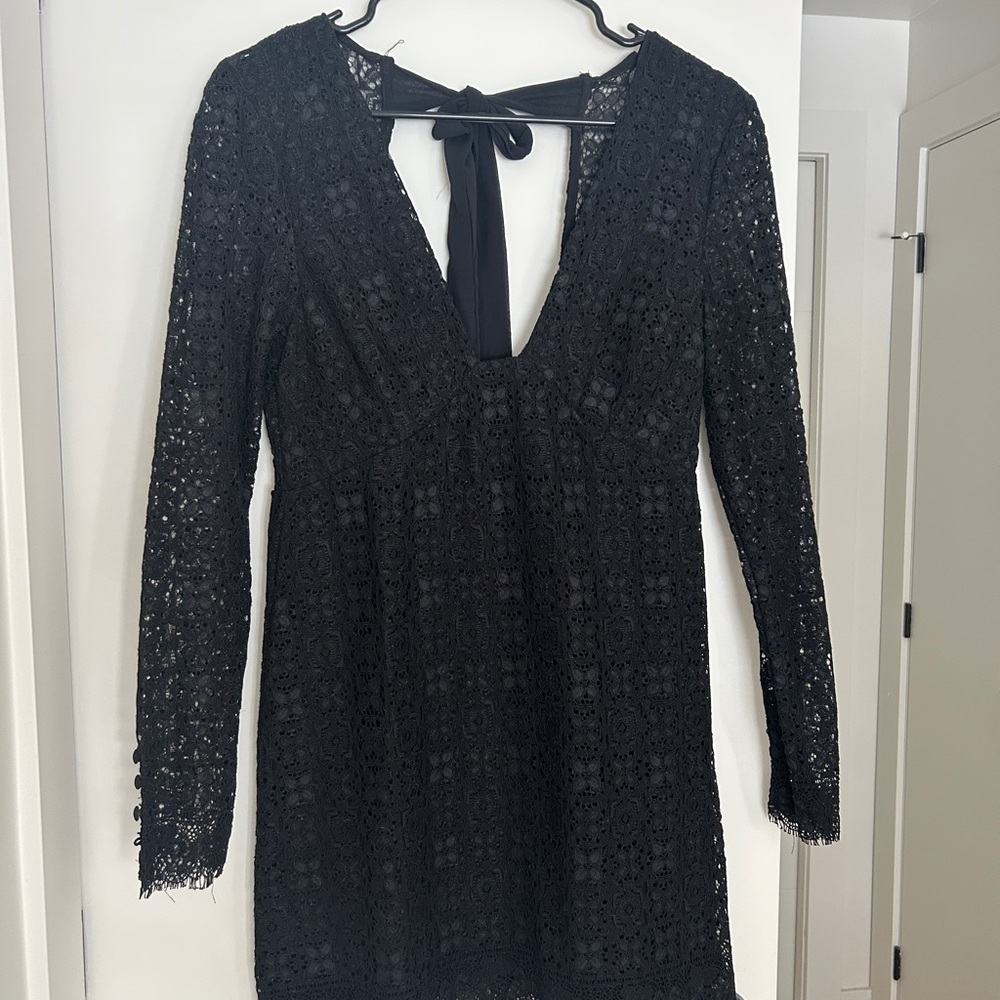 Free People Black Lace Long Sleeve Dress - Picture 3 of 9